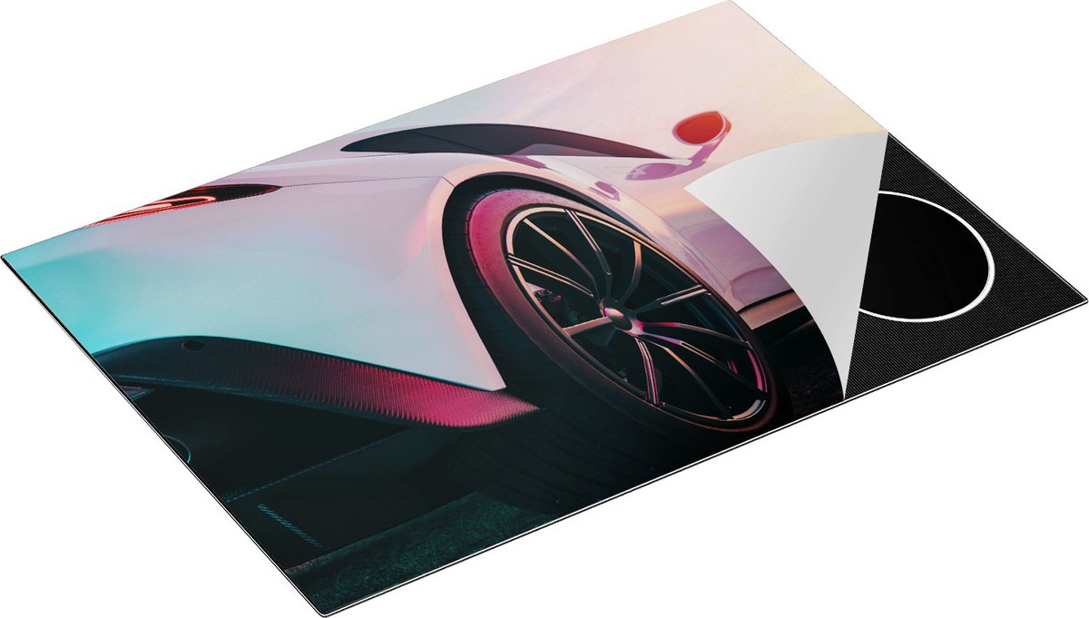 Chefcare Inductie Beschermer Witte Sportwagen Auto - 75x52 cm - Afdekplaat Inductie - Kookplaat Beschermer - Inductie Mat