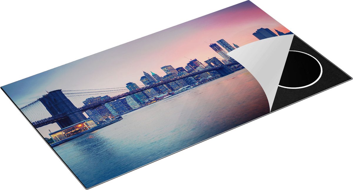 Chefcare Inductie Beschermer New York Brooklyn Brug bij Zonsondergang - 95x55 cm - Afdekplaat Inductie - Kookplaat Beschermer - Inductie Mat