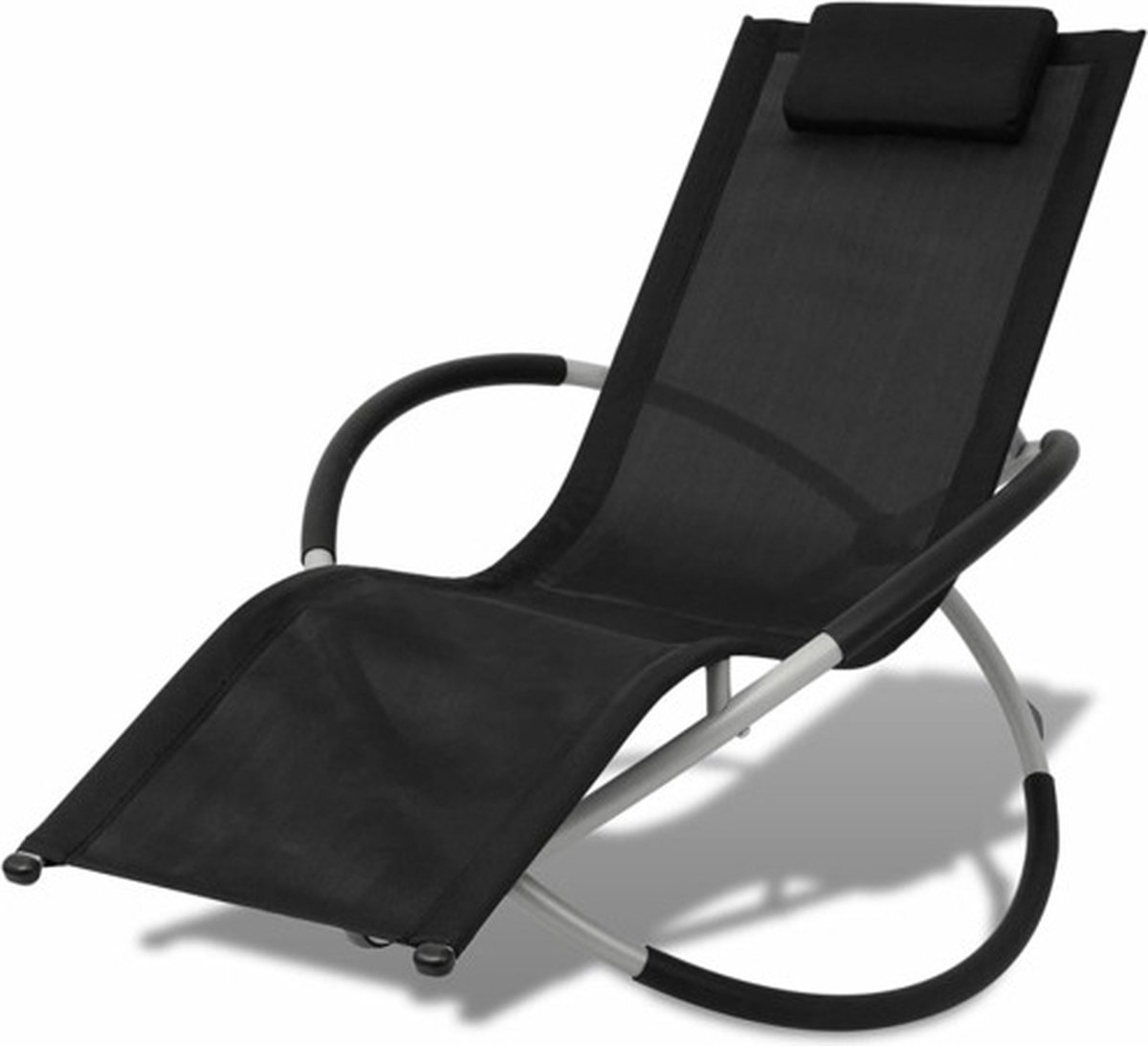 Bol.com vidaXL - Ligbed - voor - buiten - geometrisch - zwart - en - grijs - staal aanbieding