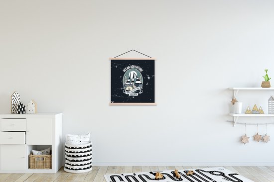 Posterhanger avec affiche - Affiche scolaire - Bateau - Voile - Vintage - Dessin - 40x40 cm - Lattes vierges