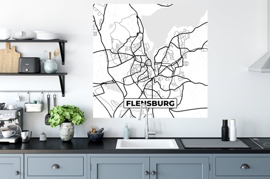 Stickers muraux - Flensbourg - Carte - Carte - Plan de la ville - 100x100 cm - Feuille adhésive XXL