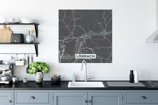 Stickers muraux - Lörrach - Plan de la ville - Blauw - Carte - Plan de la ville - Carte - Allemagne - 80x80 cm - Feuille adhésive