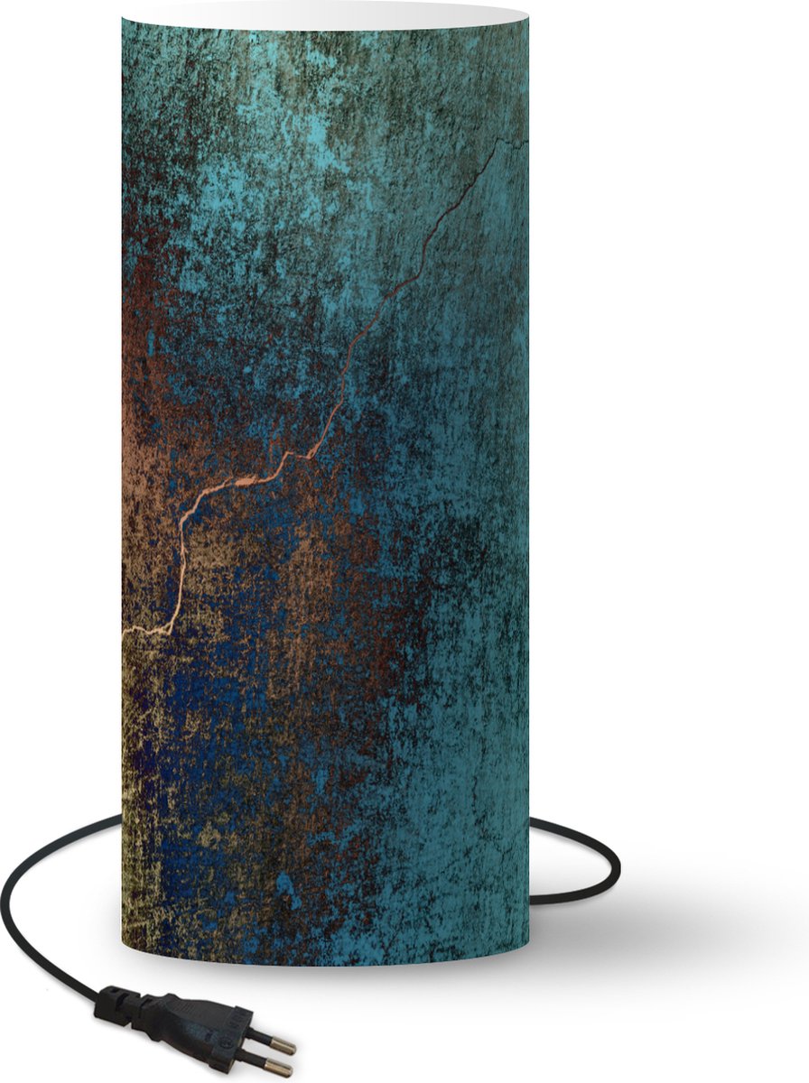 Lamp - Nachtlampje - Tafellamp slaapkamer - Gekleurde muur met een scheur - 54 cm hoog - Ø22.9 cm - Inclusief LED lamp