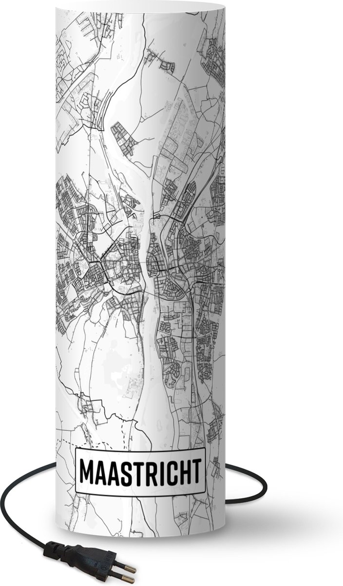 Lamp - Nachtlampje - Tafellamp slaapkamer - Stadskaart Maastricht - 50 cm hoog - Ø15.9 cm - Inclusief LED lamp - Plattegrond