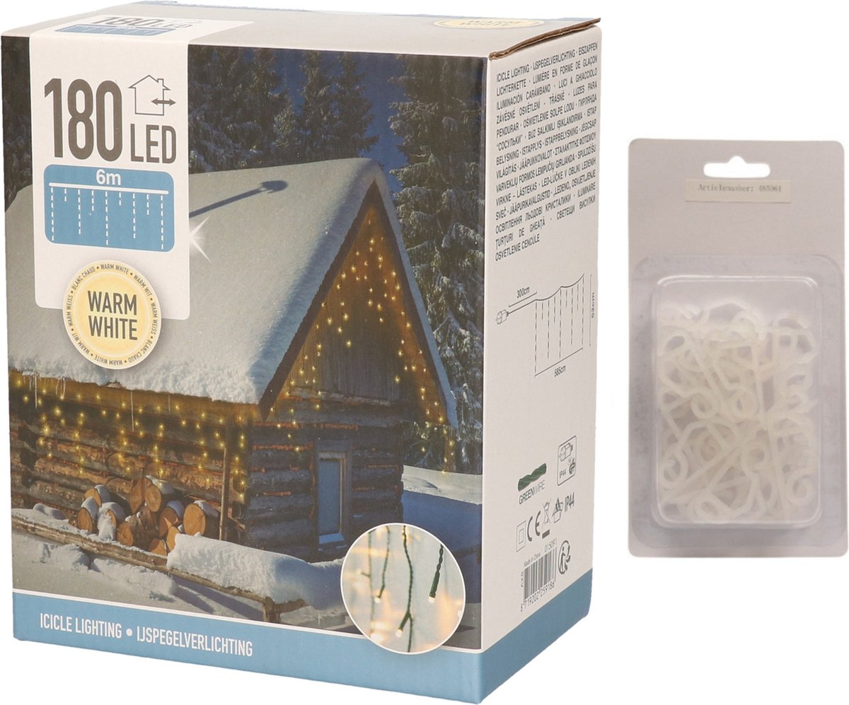 AMARE Icicle Fairy Lights with 80 LEDs (10 Icicles à 8 LED