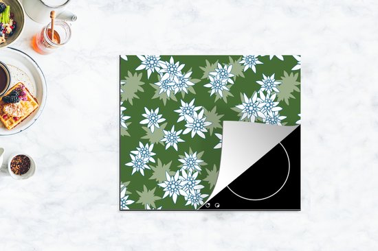 KitchenYeah® Inductie beschermer 57.6x51.6 cm - Edelweiss - Groen - Bloemen - Patronen - Kookplaataccessoires - Afdekplaat voor kookplaat - Inductiebeschermer - Inductiemat - Inductieplaat mat