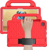 Tablet hoes geschikt voor Samsung Galaxy Tab S6 Lite (2022/2020) - Schokbestendige case met handvaten - Diamond Kids Cover met schouderriem - Rood
