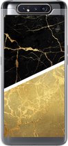 Samsung Galaxy A80 hoesje - Marmer - Zwart - Goud - Siliconen Telefoonhoesje
