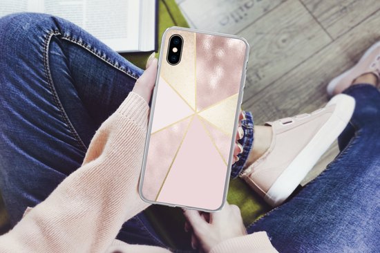 Coque iPhone Xs - Marbre - Rose - Goud - Chic - Siliconen