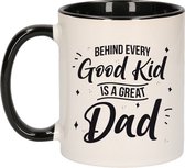 Good kid Great dad cadeau beker / mok - zwart met wit - papa / verjaardag / Vaderdag