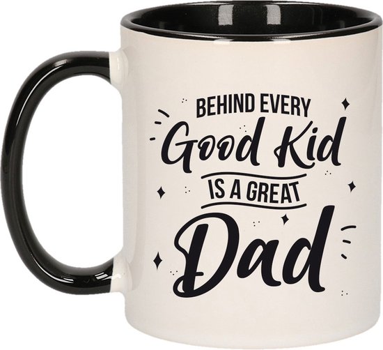 Foto: Good kid great dad cadeau beker mok zwart met wit papa verjaardag vaderdag