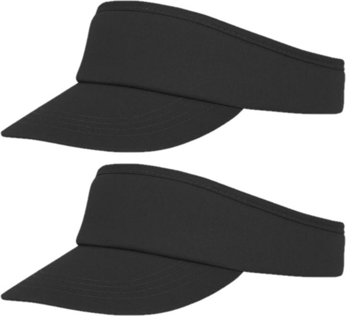 Bullet Sunvisor zonneklep voor volwassenen - 2x stuks - Zwart - Katoenen verstelbare zonneklep - Dames/heren