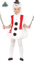 Guirma - Sneeuwman & Sneeuw Kostuum - Kinder Sneeuwpop Bedekt Kind Kostuum - Wit / Beige - 3 - 4 jaar - Kerst - Verkleedkleding