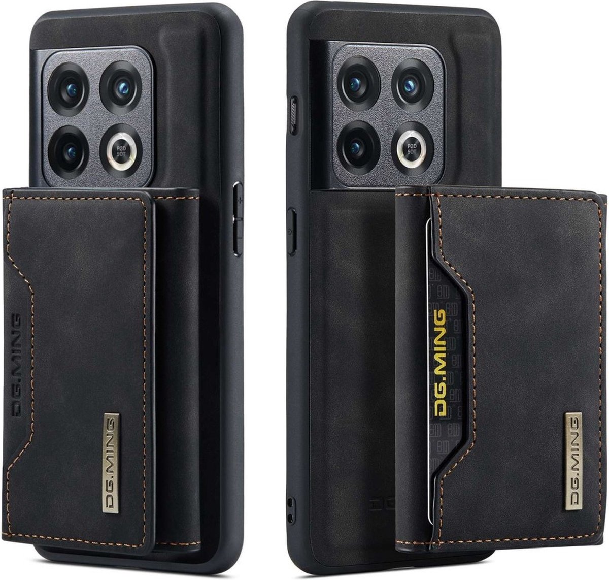 DG Ming - OnePlus 10 Pro hoesje - 2 in 1 Magnetisch Portemonnee case - Zwart