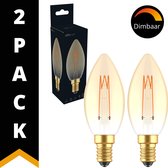 DecoDim LED Kaarslamp Goud E14 - Dimbaar extra warm wit licht - B35 Kaars - 2 lampen