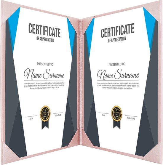 Goodline® Rapportmap Diplomamap Certificaat Mappen 2x A4 Rose Goud Bol 4775