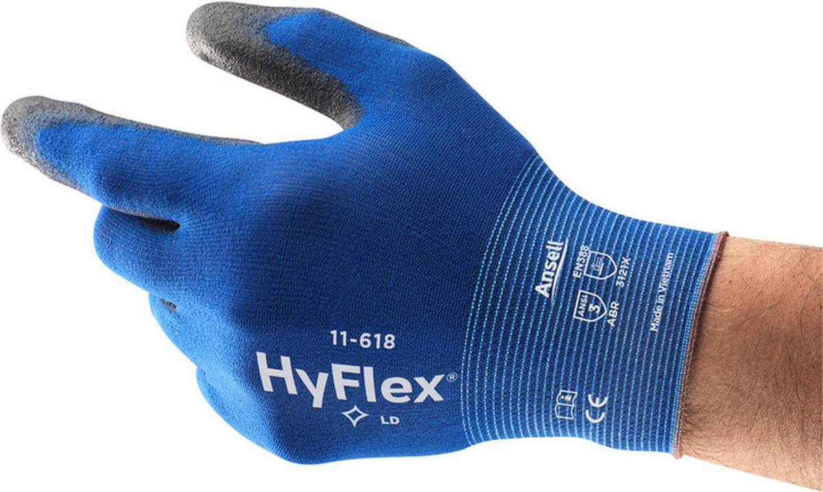 HyFlex® 11-618 - Werkhandschoen, DIY, Tuin, S, Blauw, 3 paar