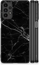 Transparant Hoesje Geschikt voor Samsung Galaxy A13 4G Smartphone Hoesje met Zwarte rand Marmer Zwart