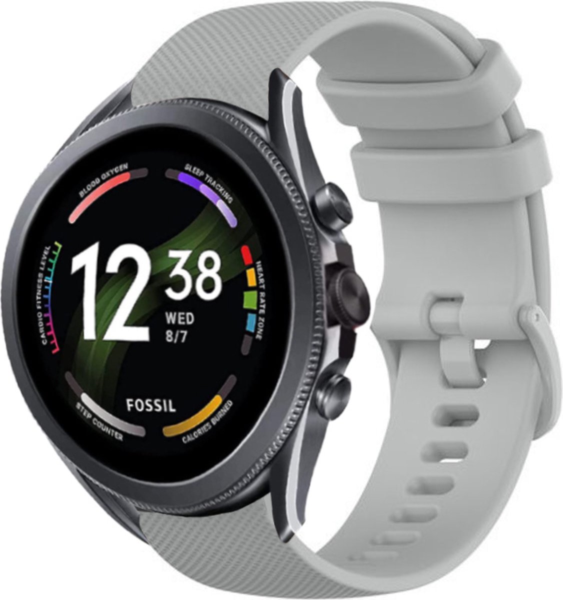 Strap-it Luxe siliconen bandje - geschikt voor Fossil Gen 5 / Gen 5e 44mm / Gen 6 44mm - grijs