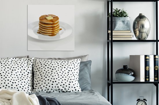 Pile de crêpes au beurre et au sirop toile 2cm 50x50 cm - Tirage photo sur toile (Décoration murale salon / chambre)