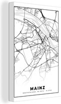 Canvas Schilderij Plattegrond - Mainz - Kaart - Stadskaart - 40x60 cm - Wanddecoratie