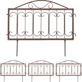 Relaxdays - 4 parties - clôture de bordure - antique - clôture ornementale - fer - marron