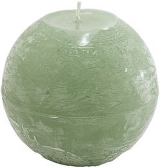 Bougie boule - Vert clair - diamètre 12 cm - paraffine - lot de 4