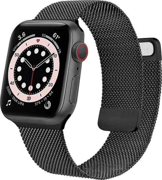Zwart Bandje geschikt voor Apple Watch Series 1/2/3 38 mm & Series 4/5/6/SE 40 mm & Series 7 41 mm - Milanees Bandje voor Apple Watch 38 / 40 / 41 mm