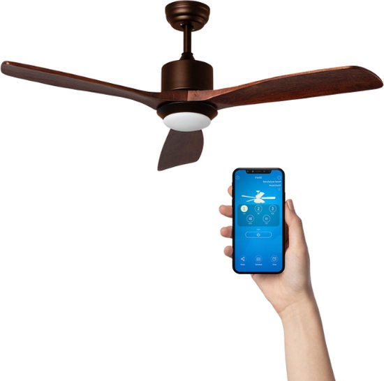 Plafondventilator Sam met verlichting – 48cm – 3 snelheden – Afstandsbediening – Zwart