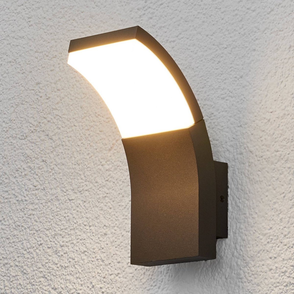 Lucande - LED wandlamp buiten - 1licht - aluminium, kunststof - H: 19.8 cm - grafietgrijs, wit - Inclusief lichtbron