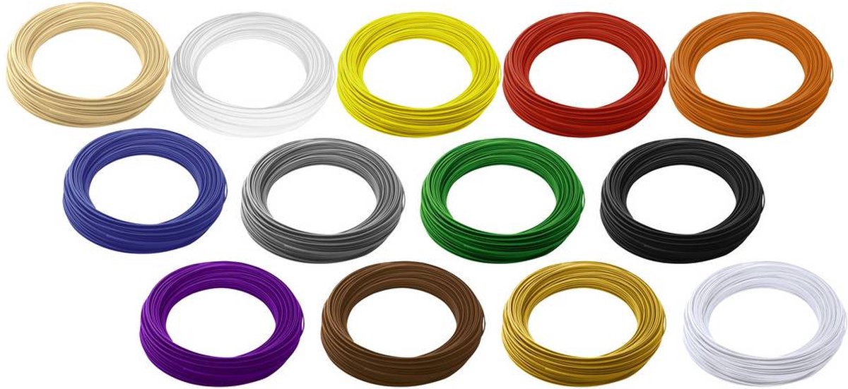 Renkforce Filamentpakket ABS kunststof 2.85 mm Natuur, Zwart, Wit, Rood, Geel, Blauw, Groen, Oranje, Grijs, Purper, Bru