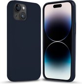 Coverzs Solid silicone case geschikt voor Apple iPhone 14 Plus (blauw) - iPhone 14 Plus hoesje blauw - iPhone 14 Plus case geschikt voor Apple - Luxe siliconen hoesje met 3-laags bescherming