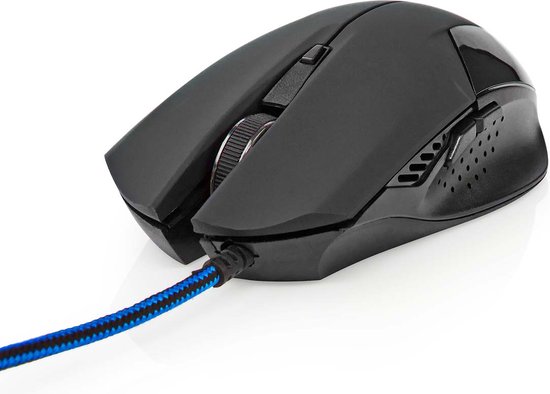 Nedis Gaming Muis - Bedraad - 1200 / 2400 / 4800 / 7200 dpi - Instelbare DPI - Aantal knoppen: 6 - Programmeerbare knoppen - Rechtshandig - 1.50 m - Zonder Verlichting