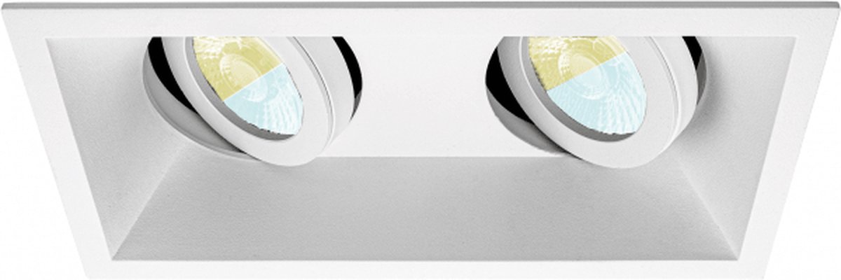 Inbouwspot Altin met Philips HUE White Ambiance - inbouw spot - Wit - dubbele verdiepte spot - Voor binnen / woonkamer / keuken / slaapkamer - IP20 - GU10 - Buitendiameter: Dubbele spot - boorgat: Vierkante uitsparing - min. Inbouwdiepte: 90MM