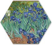 Hexagon wanddecoratie - Kunststof Wanddecoratie - Hexagon Schilderij - Irissen - Vincent van Gogh - 120x103 cm