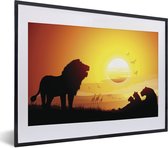 Fotolijst incl. Poster - Illustratie van een landschap in Afrika tijdens een zonsondergang - 40x30 cm - Posterlijst