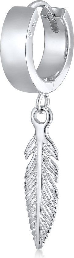 Kuzzoi Boucles d'oreilles créoles à charnière unique pour homme (13 mm) rondes avec perle de verre - 1 pièce - En argent sterling 925