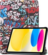 Hoesje Geschikt voor iPad 2022 Hoes Case Tablet Hoesje Tri-fold - Hoes Geschikt voor iPad 10 Hoesje Hard Cover Bookcase Hoes - Graffity.