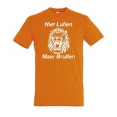 Oranje EK / WK voetbal T-shirt met “ Niet Lullen Maar Brullen “ print Wit maat XXXL