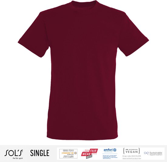 Sol's Heren T-Shirt 100% biologisch katoen Ronde hals Burgundy Maat XL