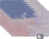 Placemats - Pastel - Pastelkleuren - Verfstreken - Verf - Paars - Roze - Lila - 45x30 cm - Placemat - Tafel - 6 stuks