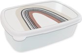 Broodtrommel Wit - Lunchbox - Brooddoos - Regenboog - Pastel - Design - 18x12x6 cm - Volwassenen