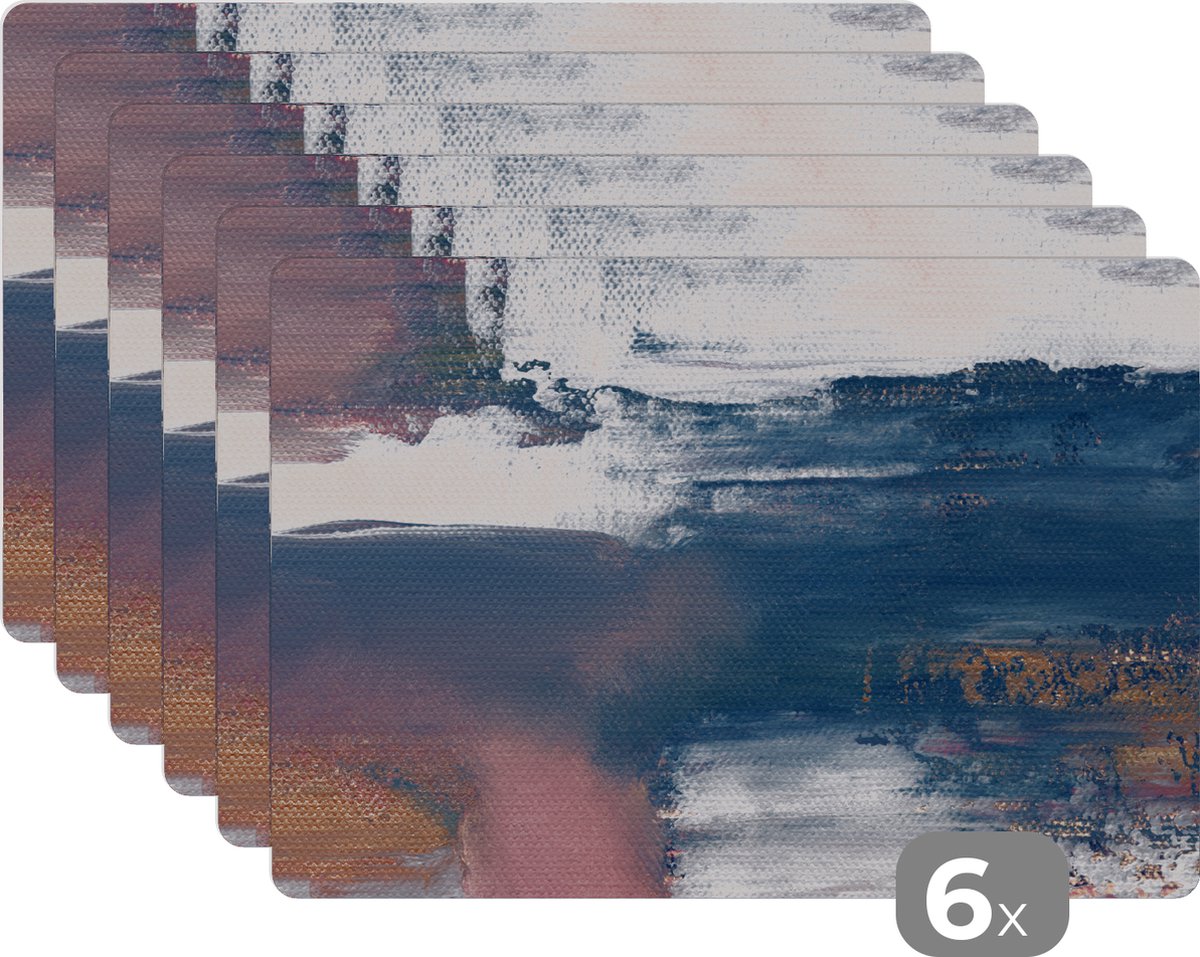 Placemat - Design - Verf - Abstract - Pastel - Placemats - Onderleggers - 45x30 cm - 6 stuks
