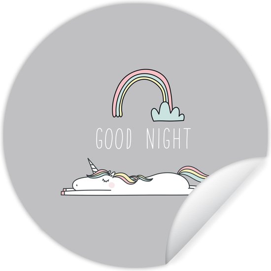 Behangsticker kinderkamer - Unicorn - Regenboog - Kinderen - Quotes - Good night - Meisjes - Muurdecoratie Meisjes - ⌀ 30 cm