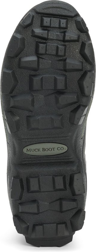 Profielzool van een zwarte Muckmaster laars met Muck Boot Co. logo.