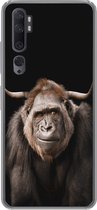 Geschikt voor Xiaomi Mi Note 10 Pro hoesje - Aap - Schotse hooglander - Zwart - Siliconen Telefoonhoesje
