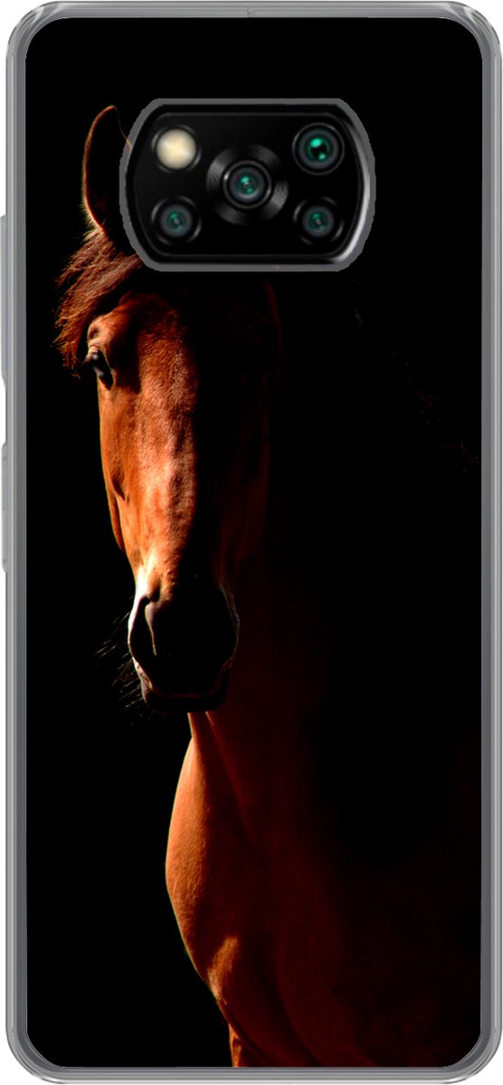 Telefoonhoesje Geschikt voor Xiaomi Geschikt voor Poco X3 Pro hoesje - Paard - Licht - Portret - Siliconen Telefoonhoesje Telefoonhoesje