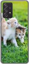Geschikt voor Samsung Galaxy A53 5G hoesje - Kittens - Kat - Mand - Meisjes - Kinderen - Jongens - Kids - Siliconen Telefoonhoesje