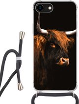 Coque avec cordon iPhone 7 - Highlander écossais - Fourrure - Vache - Siliconen - Bandoulière - Coque arrière avec cordon - Coque pour téléphone avec cordon - Coque avec corde