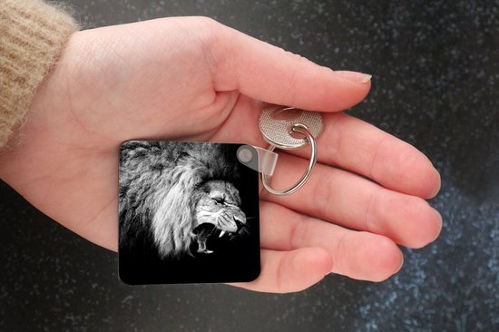 Porte-clés - Cadeaux - Lion - Portrait - Noir - Wit - Animaux - Plastique